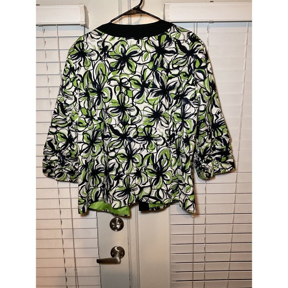 Trenz by‎ Lauren G Blazer Floral Print Open Front Ruched Sleeve Jacket 2X - Picture 7 of 13